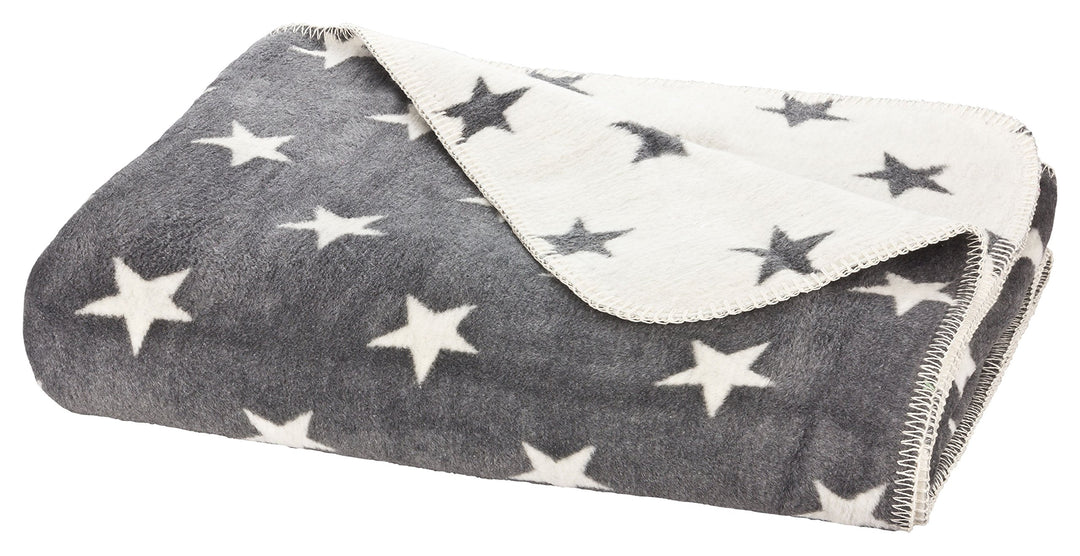Moon Luxus Sterne Wolldecke Kuscheldecke 150x200-anthrazit, Anthrazit