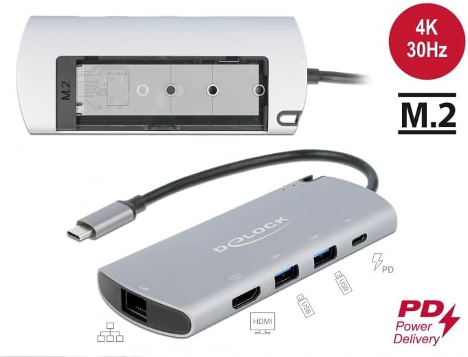 Delock 87767 USB Type-C™ Dockingstation mit M.2 Slot - 4K HDMI/USB/LAN/PD 3.0