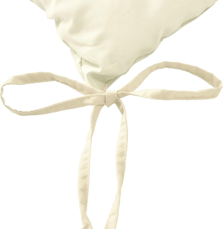 Beautissu 4er Set Stuhlkissen mit Bändern Indoor &amp; Outdoor Auflagen Stühle | 40x40 in Ecru mit 5cm P