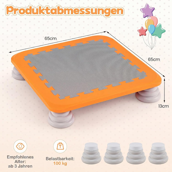 COSTWAY 65 cm Kindertrampolin quadratisch, Indoor &amp; Outdoor Orange, Orange