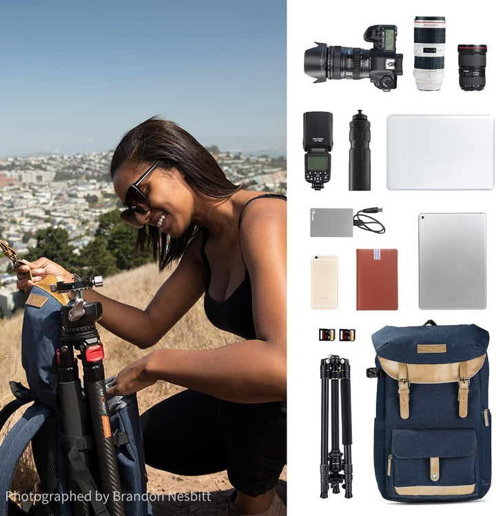 K&F Concept Kamerarucksack Rolltop Fotorucksack Wasserdicht für Spiegelreflexkamera Canon Nikon Sony