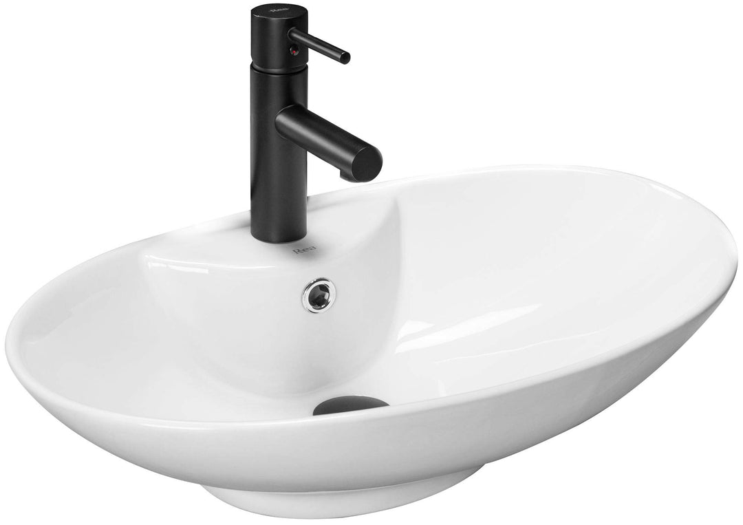 VBChome Waschbecken 59 x 39 cm Keramik Oval Waschtisch Handwaschbecken AUFSATZWASCHBECKEN WASCHSCHAL