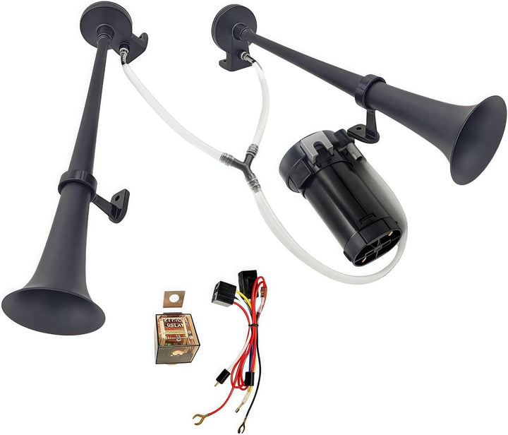 YIYIDA Autohupe Schiffshupe Air Horn 12V Hoher und niedriger Ton Doppelrohr Zink Chrom elektrische H