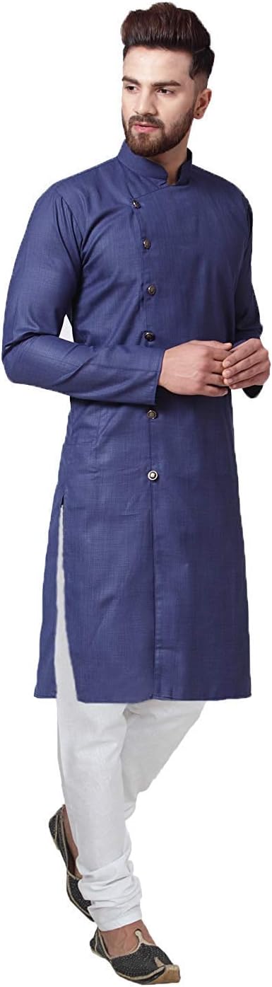 Royal Kurta Angarakha Herren Pyjama-Set aus Baumwolle 53 Marineblau, 53 Marineblau