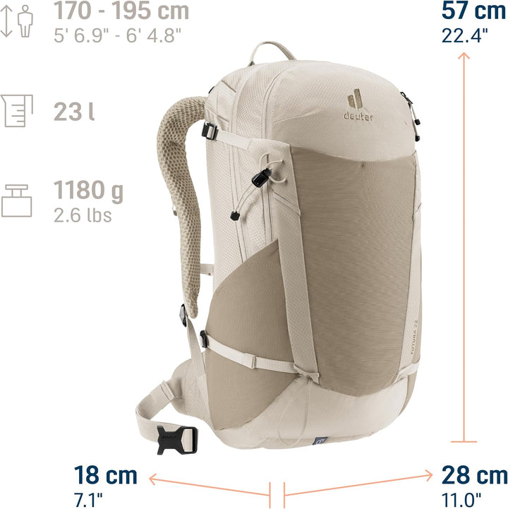 deuter Futura 23 Wanderrucksack mit Netzrücken &amp; Regenhülle Greystone-alu, Greystone-alu