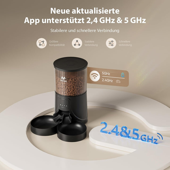 IMIPAW Futterautomat Katze WiFi 2.4G: APP-Steuerung Trockenfutterspender für 2 Kleine Hunde und Katz