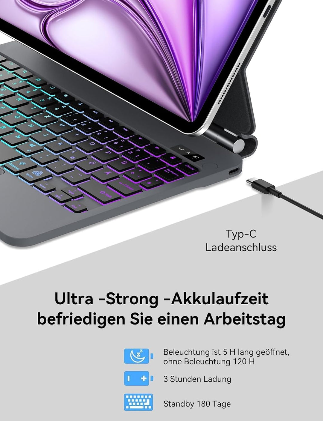 JADEMALL Magic Keyboard für iPad 10 Generation 2022 10.9 Zoll & iPad A16 11 Generation 2025 11 Zoll,