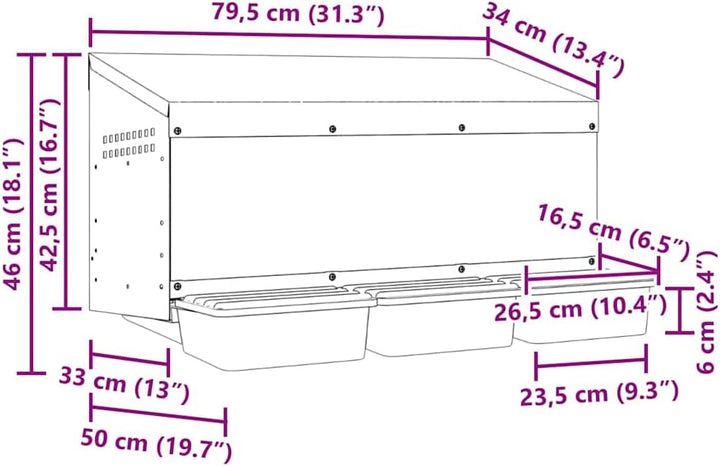 Hühner-Nistkasten mit 3 Fächern Wandmontage verzinkter Stahl Robustes Design für Innen- und Aussenbe