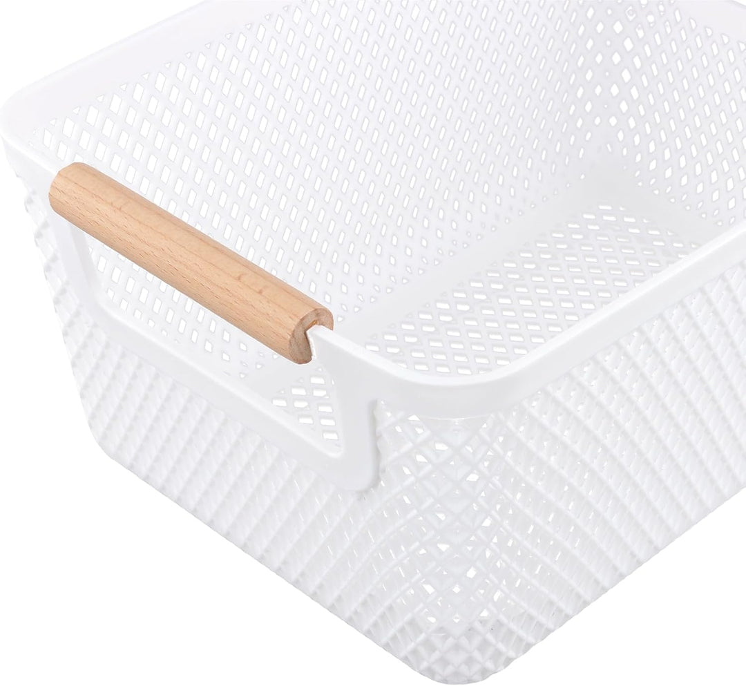 6 Stück Aufbewahrungskorb Set, 26,5 x 18,4 x 12cm und 30,5 x 20,4 x 14,2cm Weiss Boxen Aufbewahrung