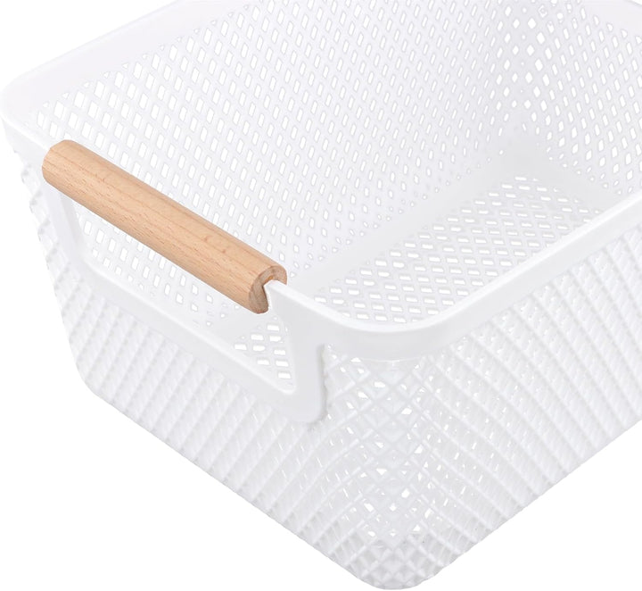 6 Stück Aufbewahrungskorb Set, 26,5 x 18,4 x 12cm und 30,5 x 20,4 x 14,2cm Weiss Boxen Aufbewahrung