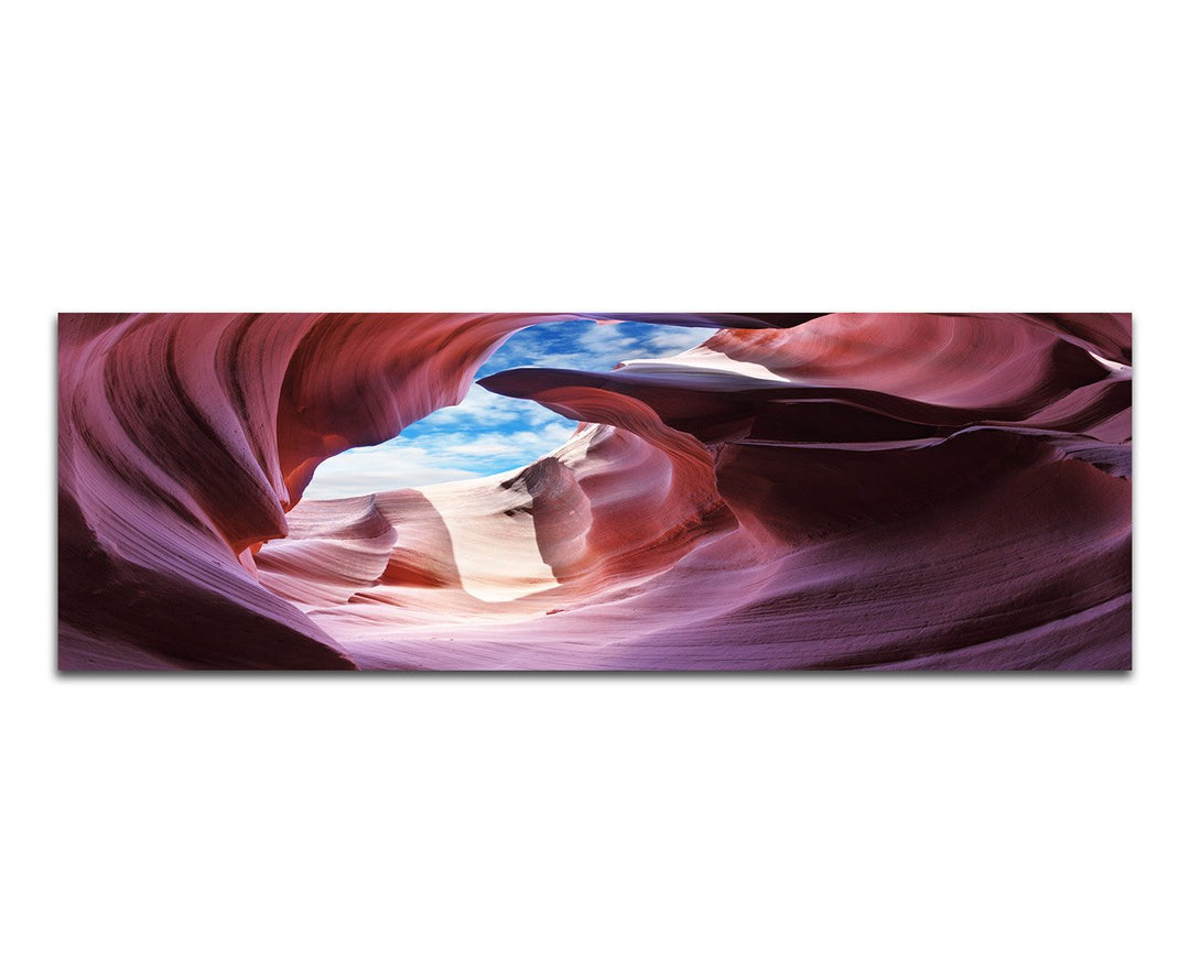 Paul Sinus Art Panoramabild auf Leinwand und Keilrahmen 150x50cm Felsen Stein Schlucht Himmel