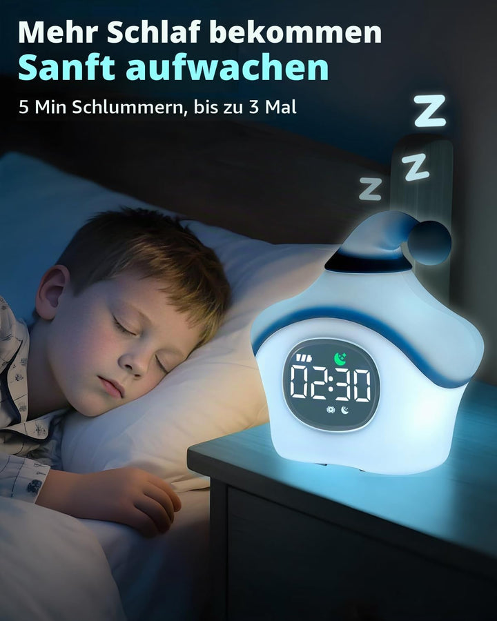 Yiliaw der Stern Kinderwecker mit Nachtlicht – Schlaftrainer &amp; Aufwachuhr, wiederaufladbare Silikonl