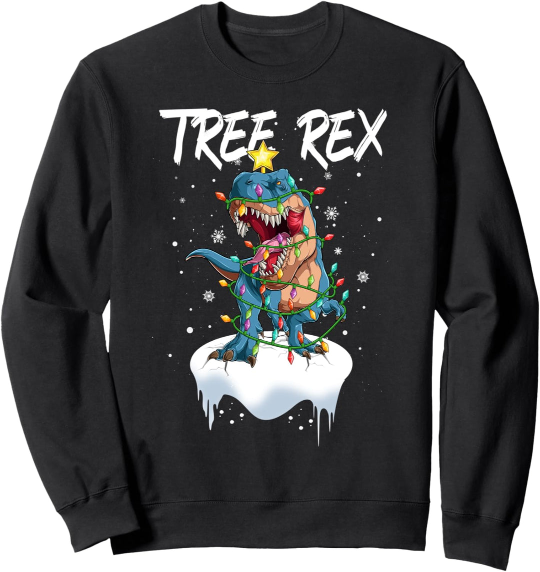 Weihnachtsbaum Dinosaurier Lichterkette Schnee Tree Rex Sweatshirt