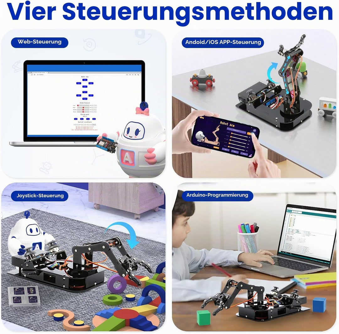 4DOF Roboterarm-Kit für Kinder, kompatibel mit Arduino IDE, Programmierung ESP32 Smart Robot Arm Bui