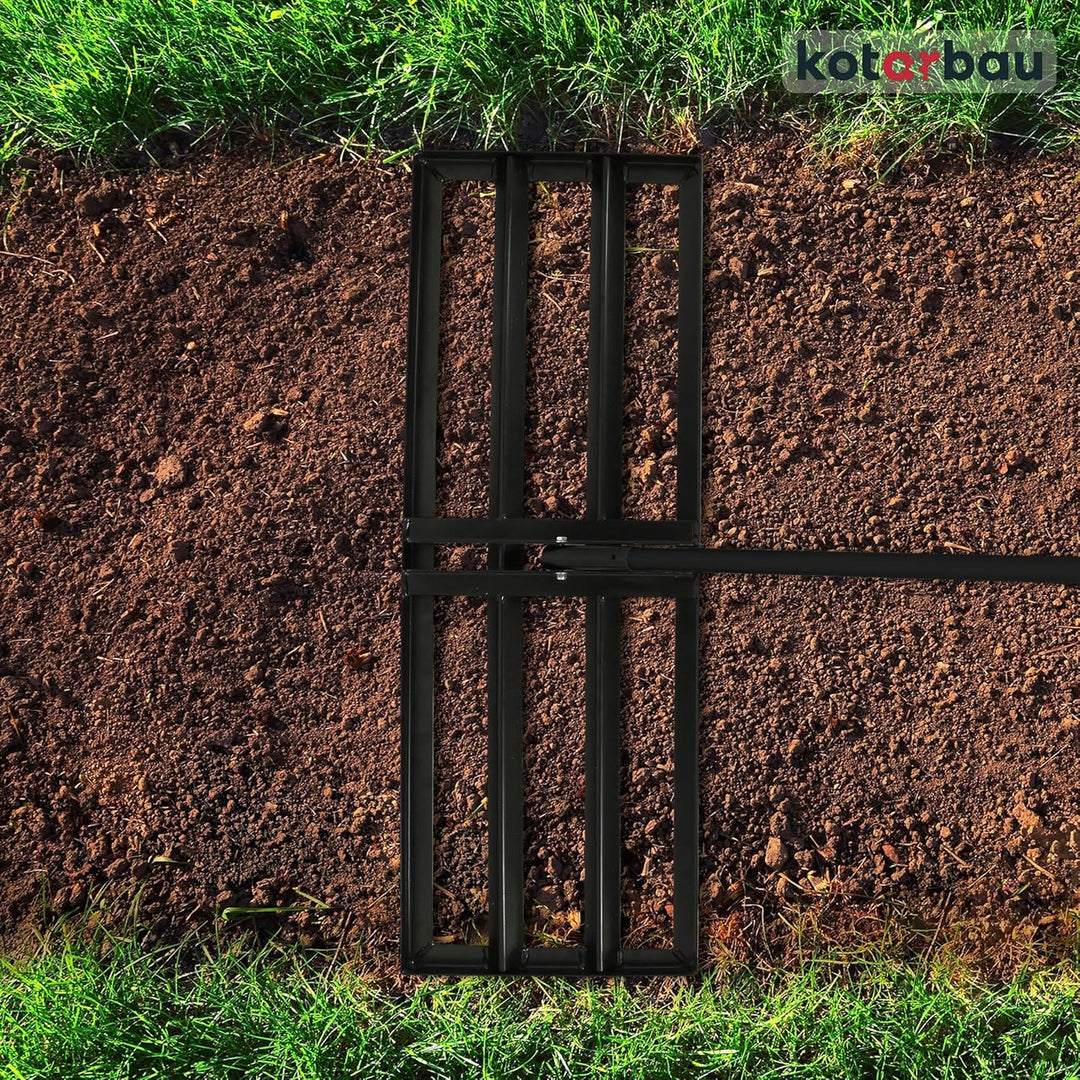 KOTARBAU® Rasenrakel - 90 x 30 cm - Rasen Nivellierrechen - mit Stahlstiel - 175 cm - Gartenwerkzeug