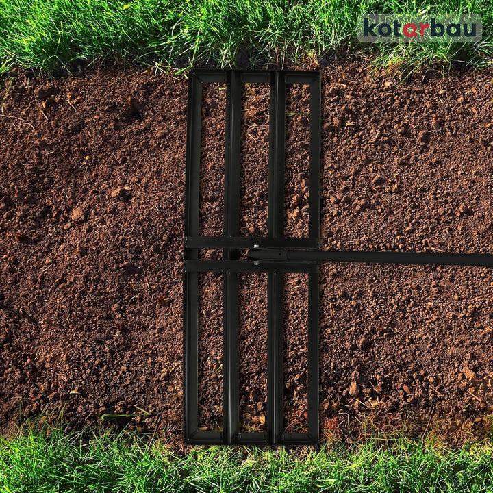 KOTARBAU® Rasenrakel - 90 x 30 cm - Rasen Nivellierrechen - mit Stahlstiel - 175 cm - Gartenwerkzeug