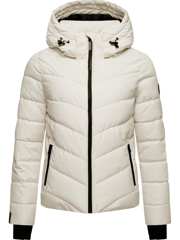MARIKOO Damen Winterjacke warme Steppjacke mit abnehmbarer Kapuze Samuiaa XVI XS-3XL XS Offwhite, XS