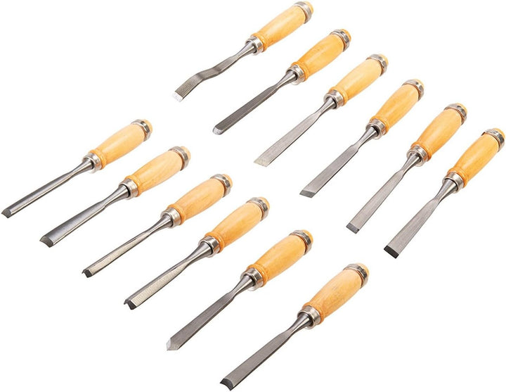 Silverline 250241 Hohl- und Stechbeitel, 12-tlg. Satz 200 mm Single, Single
