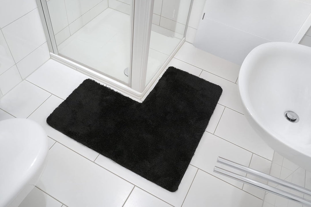 BADELIGA® Eck Duschmatte, idealer Duschvorleger für eckige Duschkabinen. Extrem flauschig, rutschfes