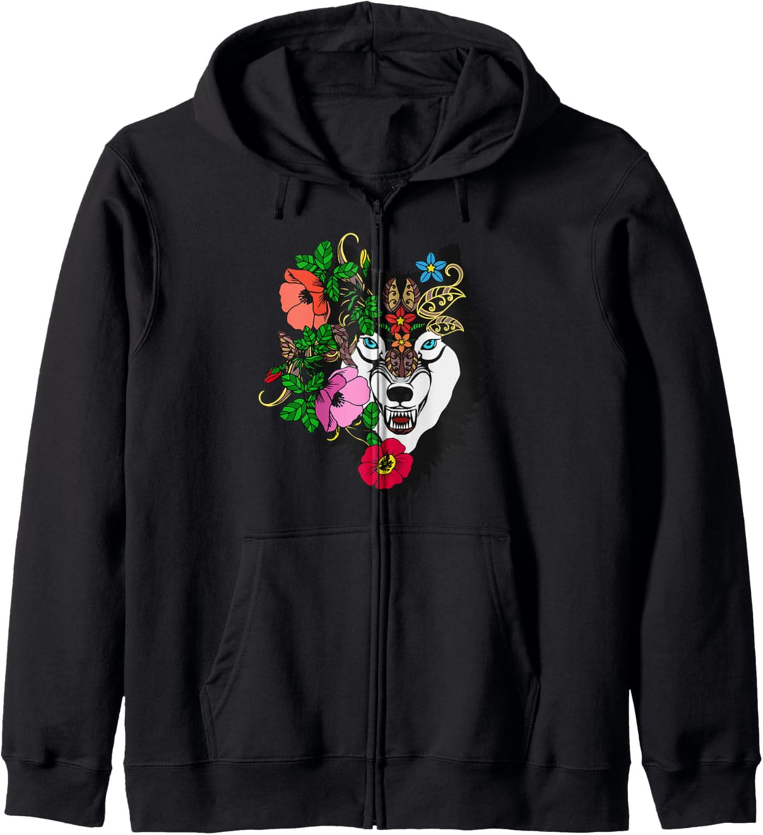 Wolf und Blumen Mama Wolf Kapuzenjacke
