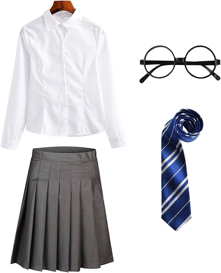 FStory&Winyee Zauberer Set Bluse Rock Weste Krawatte Brille Kostüm Zubehör für Kinder Erwachsene Zub