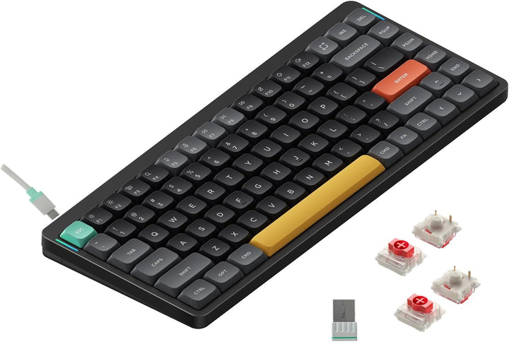 nuphy Air75 V2 Kabellose mechanische Tastatur, 84 Tasten RGB Hot-Swap Tastatur, unterstützt Bluetoot