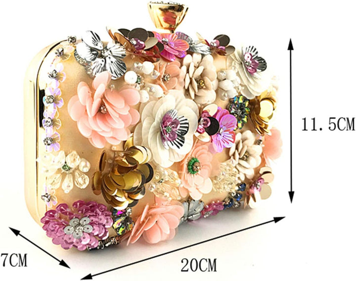 Jywmsc Damen Clutches Blume Abendtasche Handtasche Hochzeit Clutch Party Tasche Gold, Gold