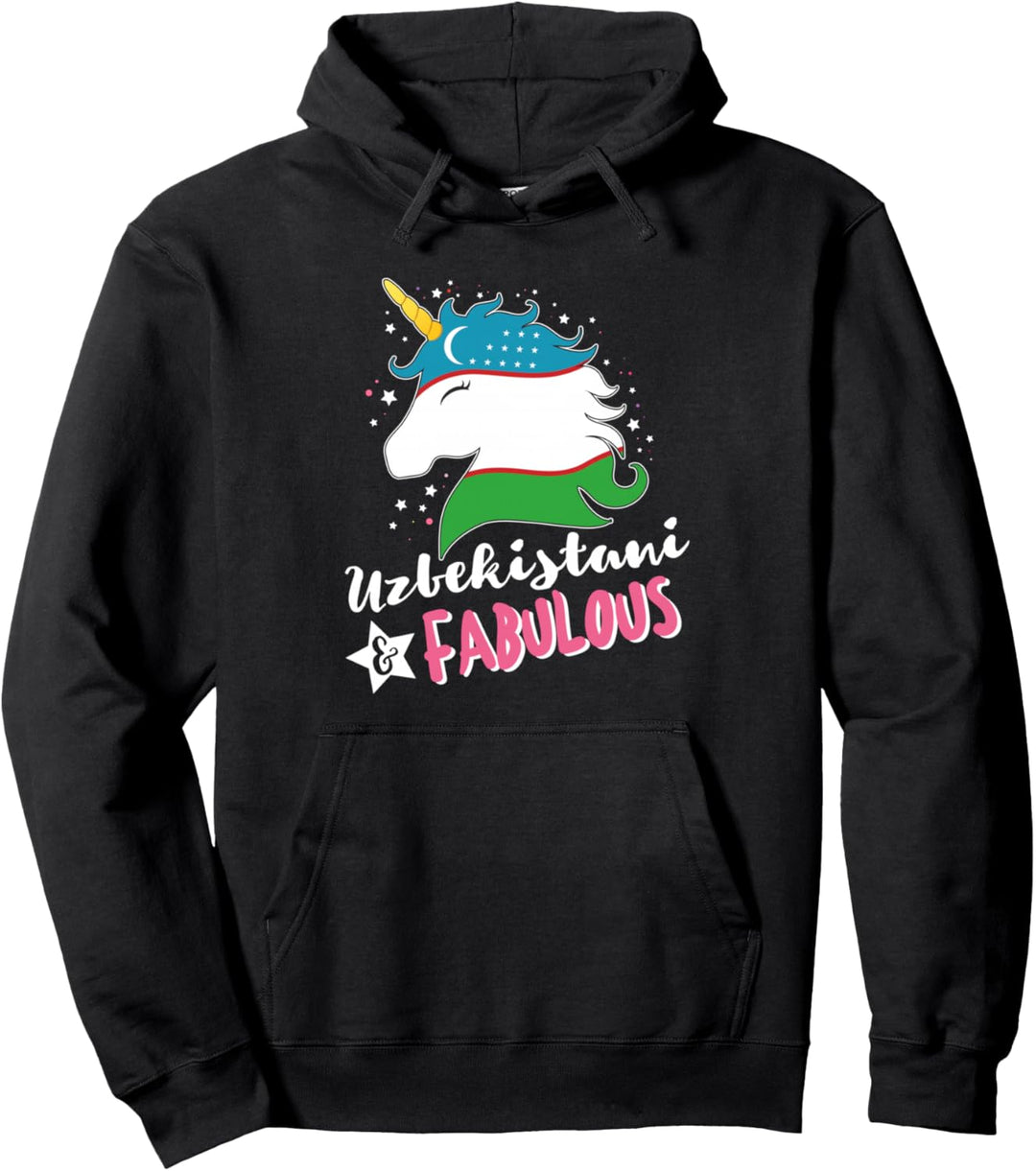Usbekisches Einhorn Usbekistan Flagge Pullover Hoodie