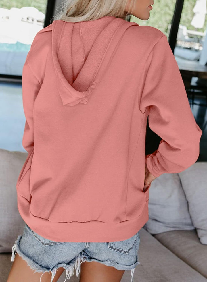 Uusollecy Damen Sweatjacke Hoodie Sweatshirtjacke Pullover Oberteile Kapuzenpullover Einfarbig Full
