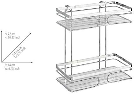 WENKO Wandregal 2 Etagen Premium Edelstahl, Edelstahl rostfrei, 24 x 27 x 13.5 cm, Glänzend, 2 Etage