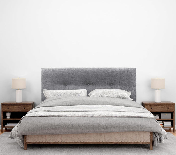 DHOME Kopfteil Natürliche Wolle Finish mit Knöpfen gepolstert Kopfteil Bett Schlafzimmer gepolstert