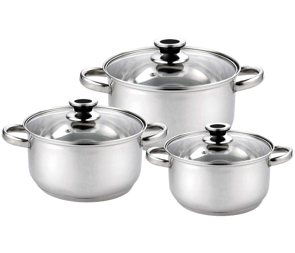 Haussmann Héritage Kochtopf 6pcs Stahl inoxyable mit Deckel aus Glas HM-0613, HM-0613