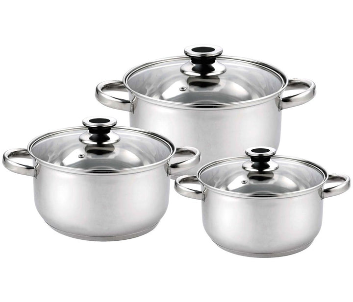 Haussmann Héritage Kochtopf 6pcs Stahl inoxyable mit Deckel aus Glas HM-0613, HM-0613