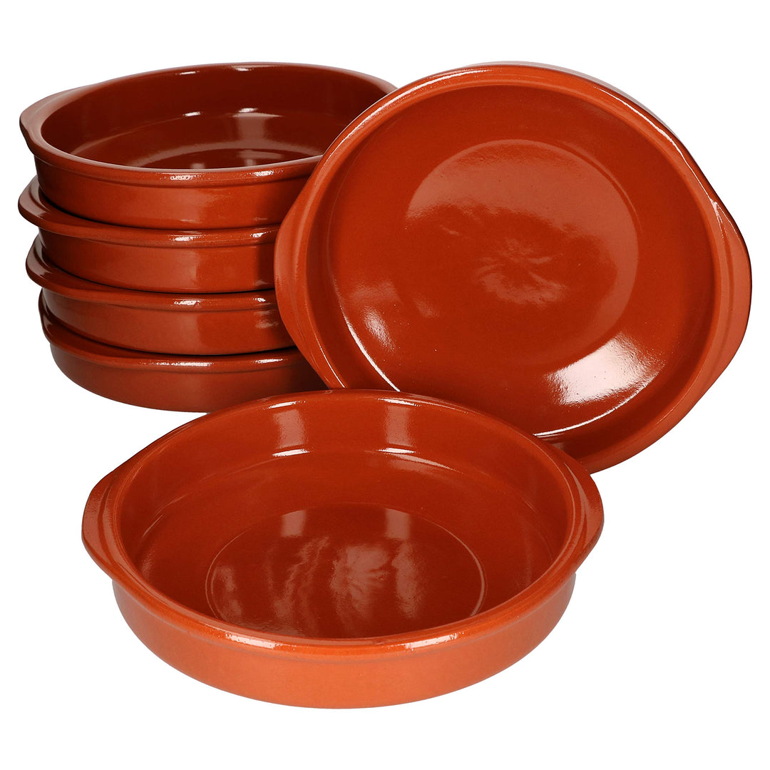 MamboCat Cazuela mit Griff 6er Set Schalen Bernd 850ml Auflaufform rund 24cm aus Ton glasiert Grösse