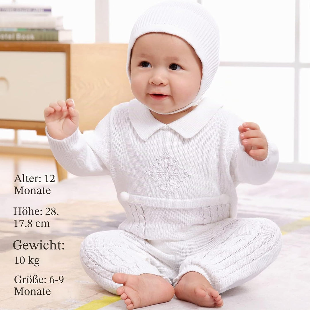 Booulfi Taufe Outfits für Jungen Baby Taufe Outfit Neugeborenes Srping Sommer gestrickt Pullover Str