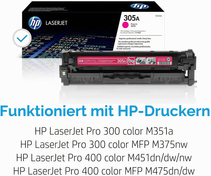 HP 305A (CE413A) Rot Original Toner für HP Laserjet Pro M351, M375nw, M451, M475, magenta