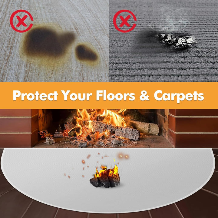 TOHONFOO Herdteppiche für Kamine, feuerfest, 106,7 x 61 cm, halbrund, feuerfeste Kaminmatte, Herdber