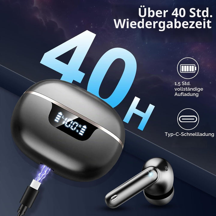 Bluetooth Kopfhörer, 2026 Kopfhörer Kabellos Bluetooth 5.4, In Ear Kopfhörer 50 Std Spielzeit Tiefer