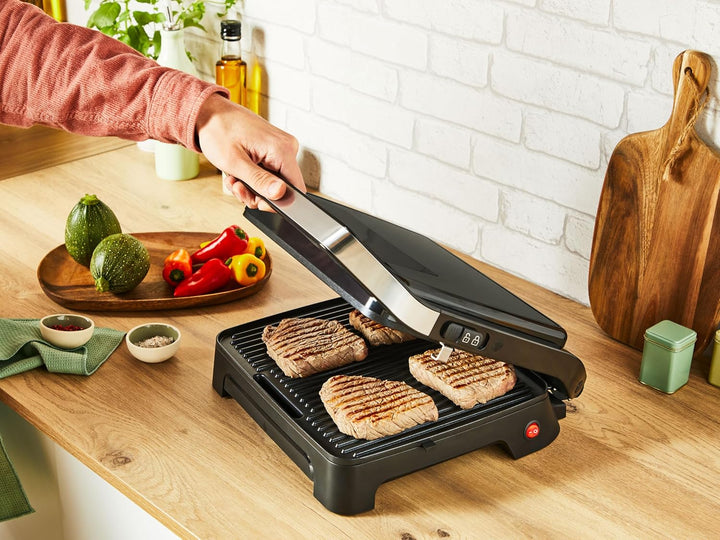 Tefal Inicio Classic 2-in-1 Kontakt- und Paninigrill, 2000 W, kompaktes Design, Edelstahlgehäuse, Sa