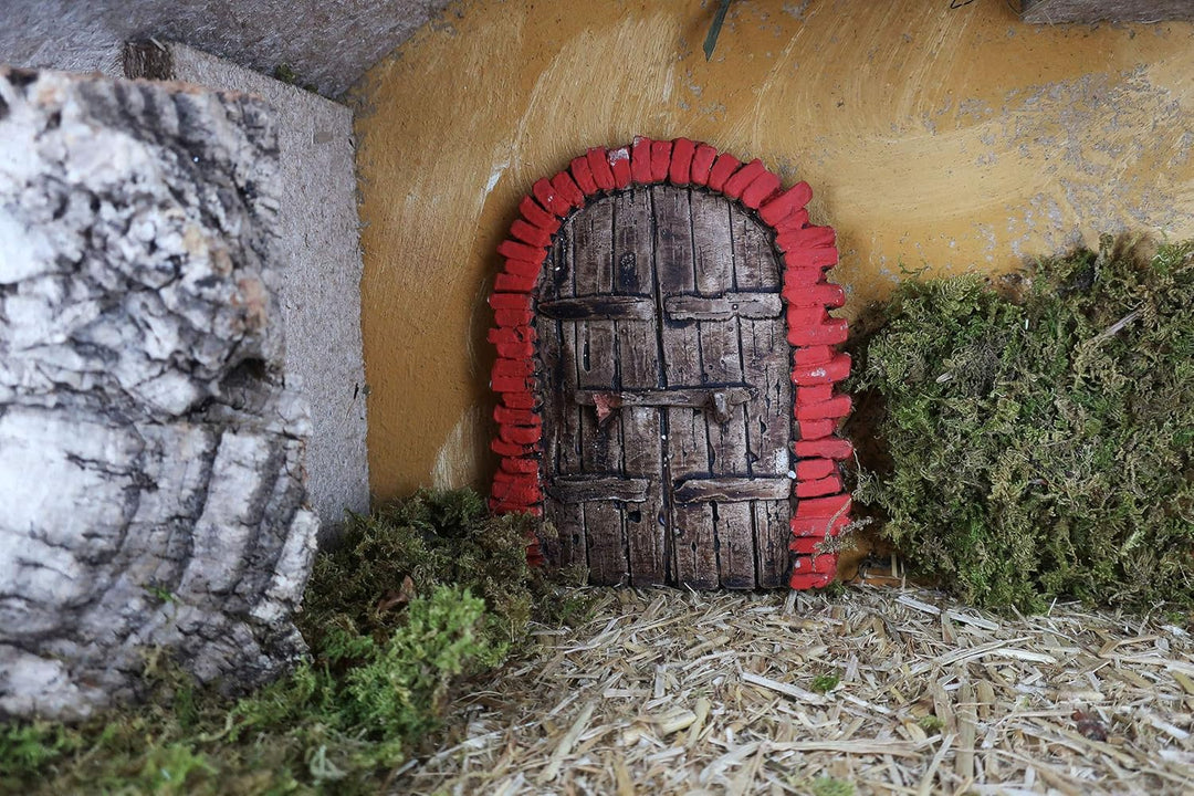 BERTONI leer Krippe Holz Hütte mit ARC Tür, Holz, Mehrfarbig, 42 x 18 x 28 cm