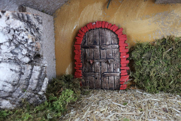 BERTONI leer Krippe Holz Hütte mit ARC Tür, Holz, Mehrfarbig, 42 x 18 x 28 cm