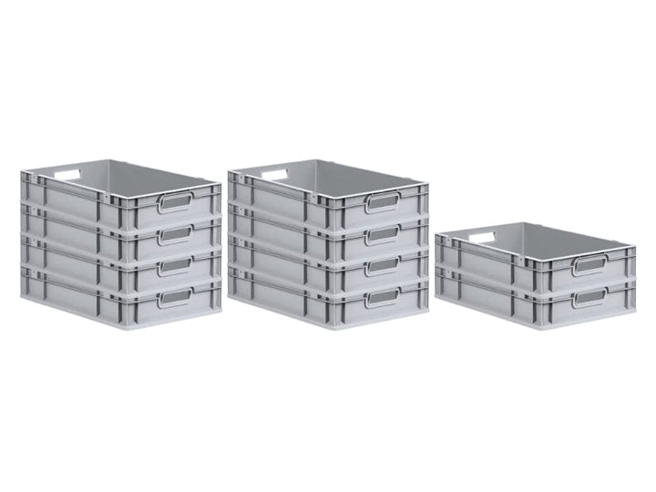 PROREGAL SuperSparSet10x Eurobox NextGen Grip | HxBxT 12x40x60cm | Griffe offen | Glatter Boden | Gr
