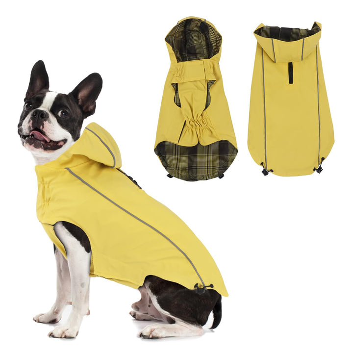 Vejaoo Regenmantel Hund Wasserdicht, Reflektierend Regenjacke mit Kapuze für Hund, Verstellbare Wind