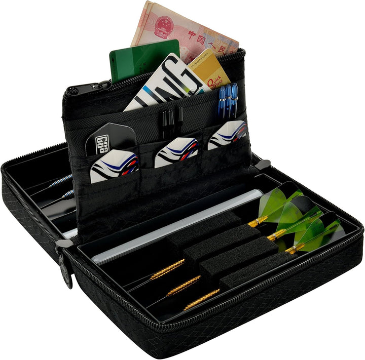 ONE80 Double Darttasche für Darts Dart Wallet Dart Cases Schwarz, Schwarz