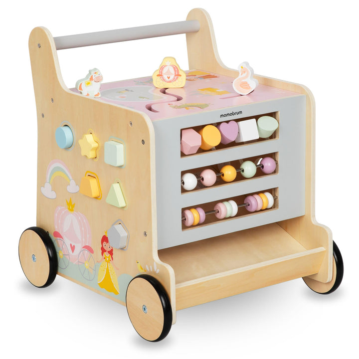 Mamabrum Holzläufer für Kinder, 2in1 Puder, Motorikwürfel, Frühkindspielzeug: Reiter, Sorter, Labyri