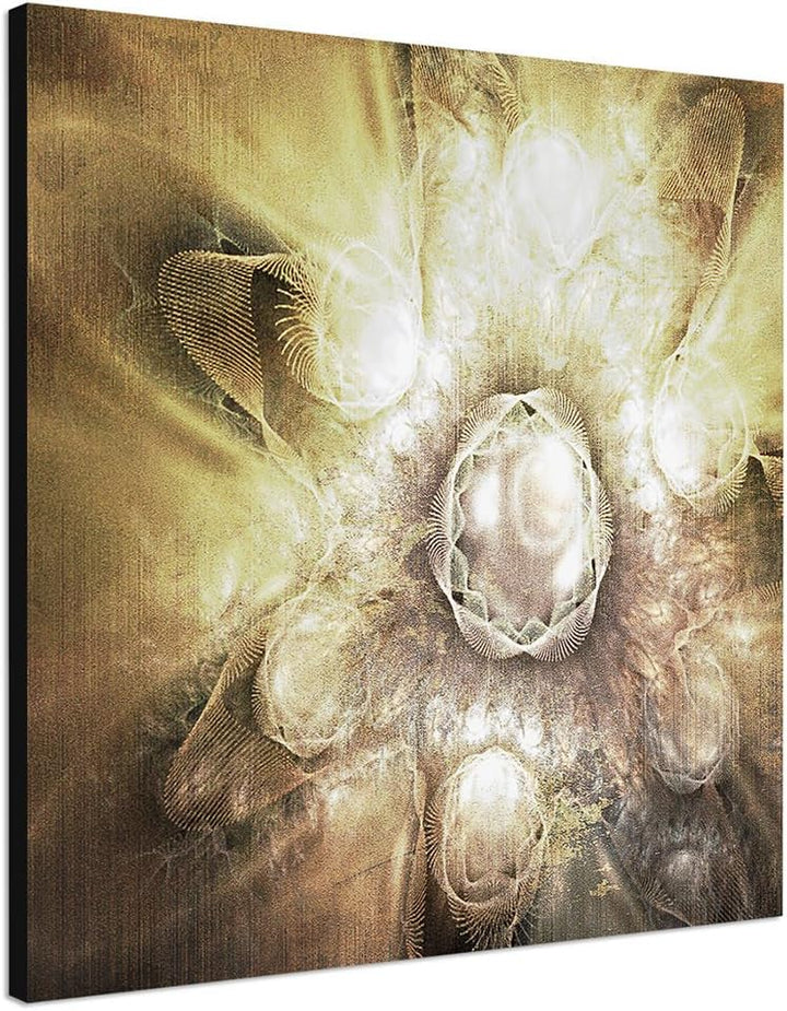 Paul Sinus Art Kunstdruck Abstrakt411_60x60cm Leinwandbild Braun Beige - Seelenreigen - XXL fertig a