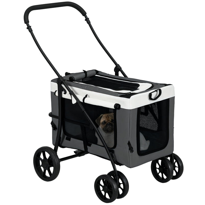 PawHut 2 in 1 Hundewagen Hundebuggy klappbar für Hunde &amp; Katzen bis 10 kg Katzenbuggy mit Kissen Net