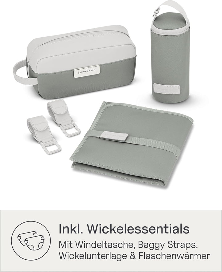 Kapten &amp; Son Rucksack Lindby Diaper Set 18 L | 2in1 Wickelrucksack &amp; Wickeltasche mit Kinderwagen- u