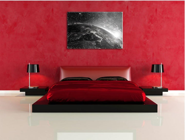 Pixxprint Erde im Weltall als Leinwandbild/Grösse: 100x70 / Wandbild/Kunstdruck/fertig bespannt, 100
