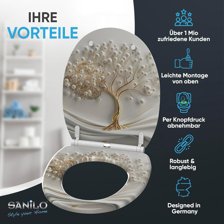 Sanilo WC Sitz mit Absenkautomatik, viele neue Toilettendeckel zur Auswahl, hochwertige Oberfläche,
